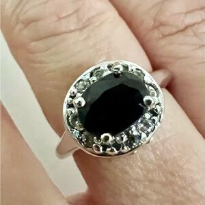 Sterling Silver Dark Blue Sapphire Ring